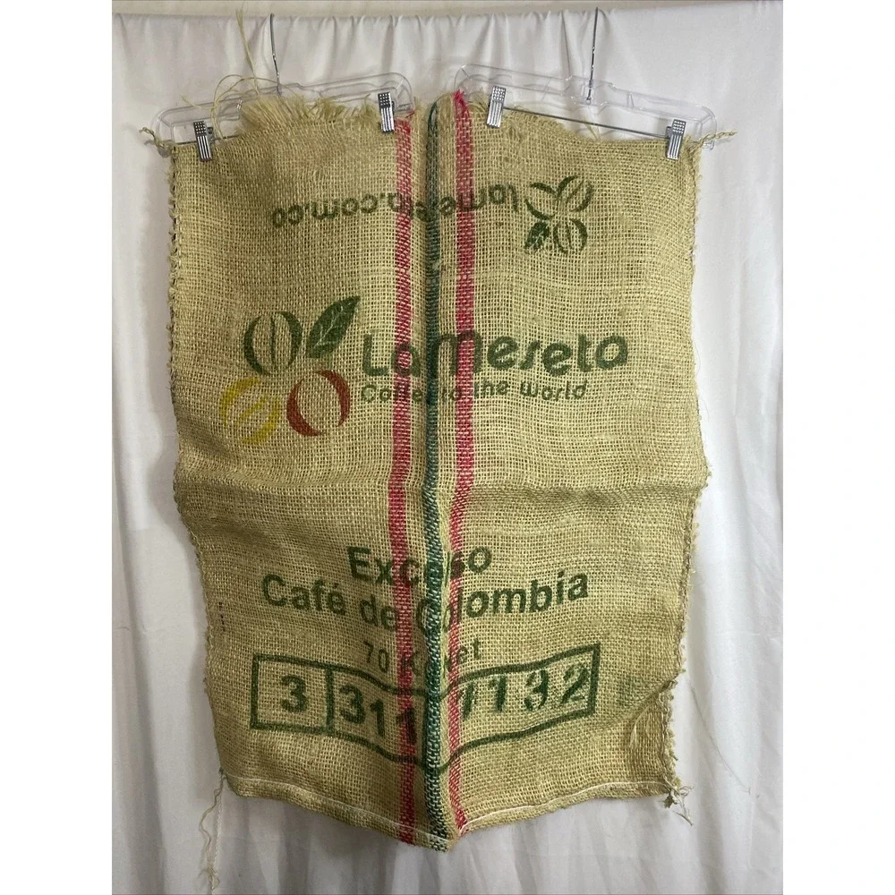 La Meseta Columbia Coffee Bean Burlap‎ Jute Sack Bag Approximately 27x38